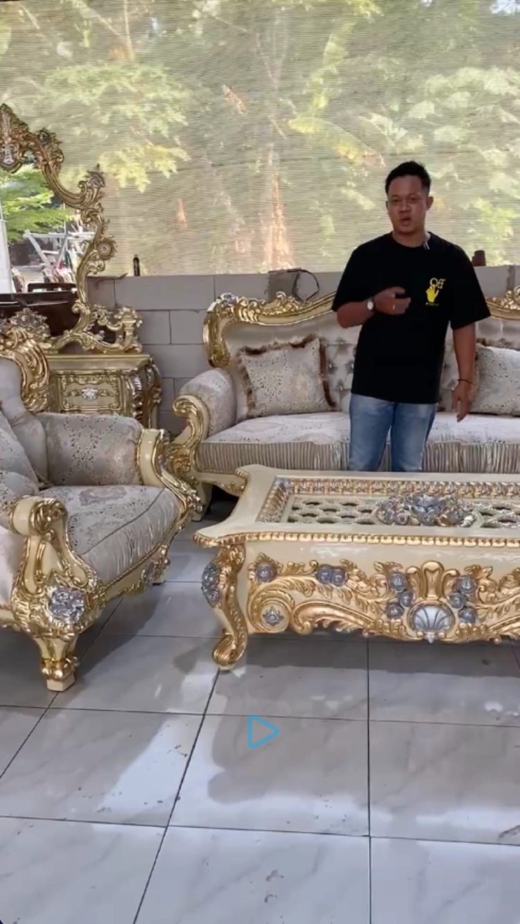 Kursi tamu ukir jati Mewah + Busa